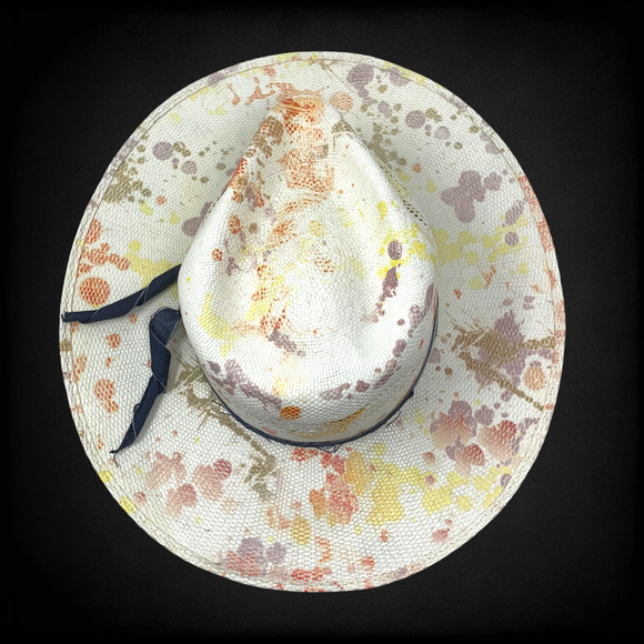Charlie 1 Horse Paint Splatter Straw Western Cowboy Hat Sz L Festival Lucchese main image 5